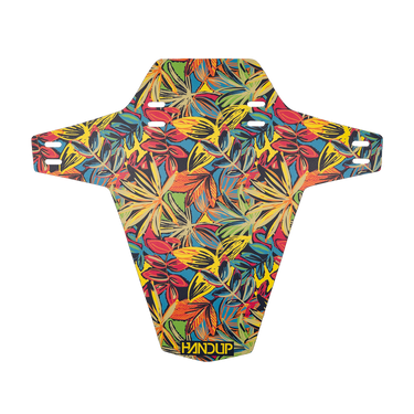 Colorful leaf-patterned product with 'Handup' branding on a white background