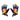 Pair of tie-dye gloves with black accents on a white background