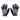 Pair of black gloves with white graphics on a white background