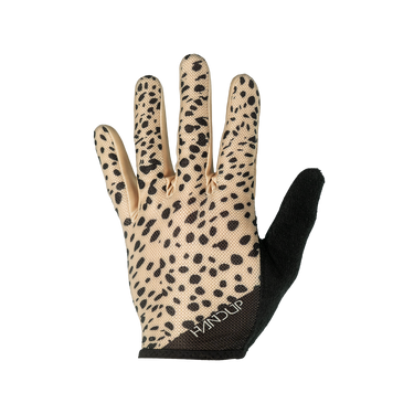 Glove with black and beige pattern on a white background