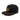 Black cap with yellow embroidered design on a white background