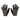 Pair of black gloves with a brand logo on a white background