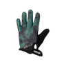 A single HANDUP brand work glove with a green and black camouflage pattern on the back and a solid black palm and wrist strap, shown against a plain white background.